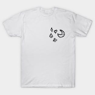 Moon and playing card suits T-Shirt